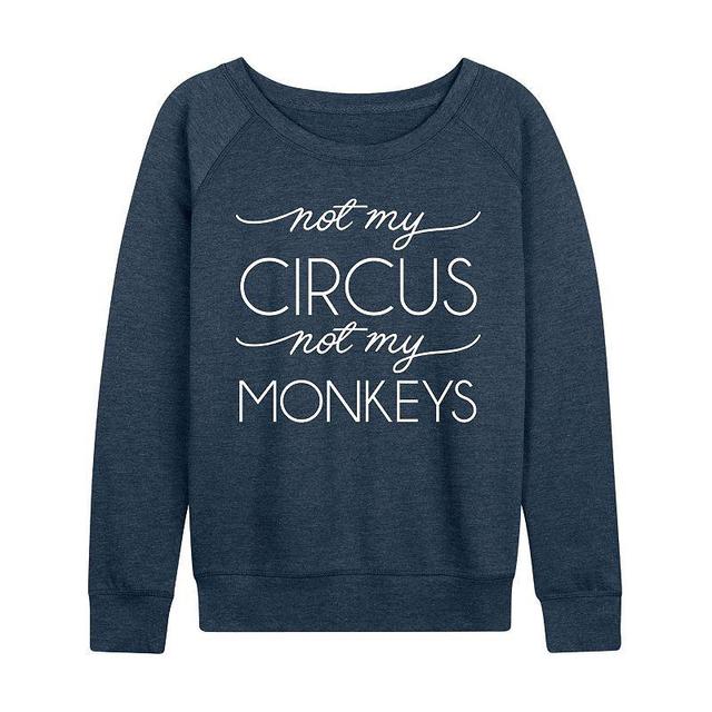 Womens Not My Circus Not My Monkeys Slouchy Graphic Sweatshirt, Girls Grey Indigo Product Image