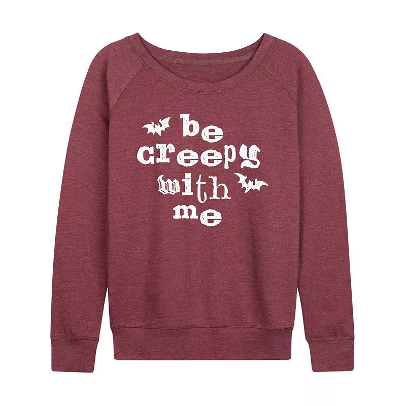 Womens Be Creepy With Me Bats Pullover Grey Dark Red Product Image