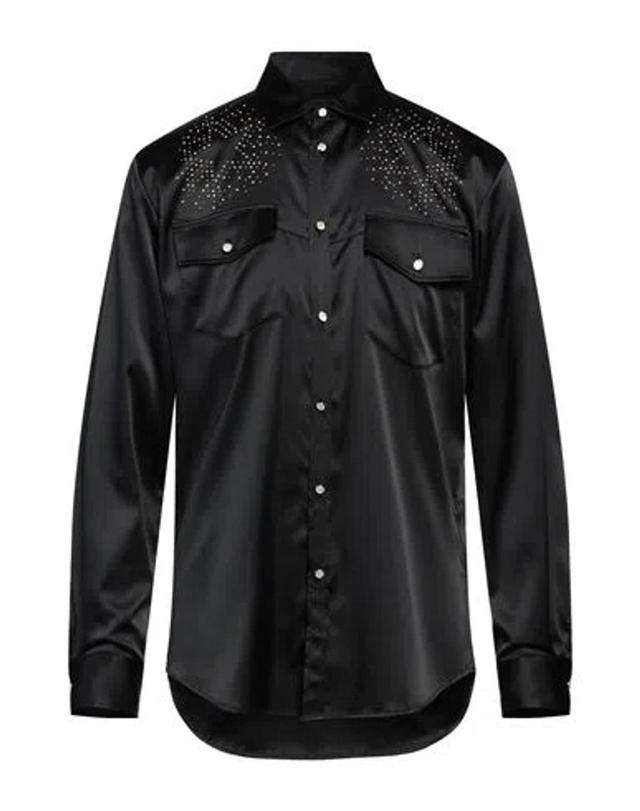 DSQUARED2 Man Shirt Black Size 42 Polyester, Elastane, Aluminum Product Image