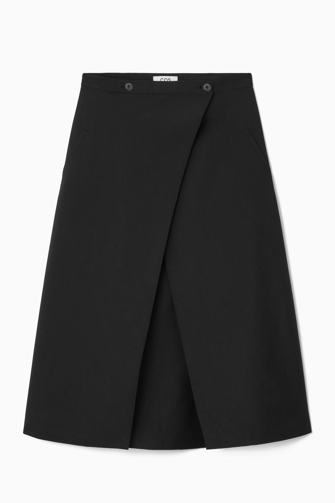 TAILORED WOOL MIDI WRAP SKIRT Product Image