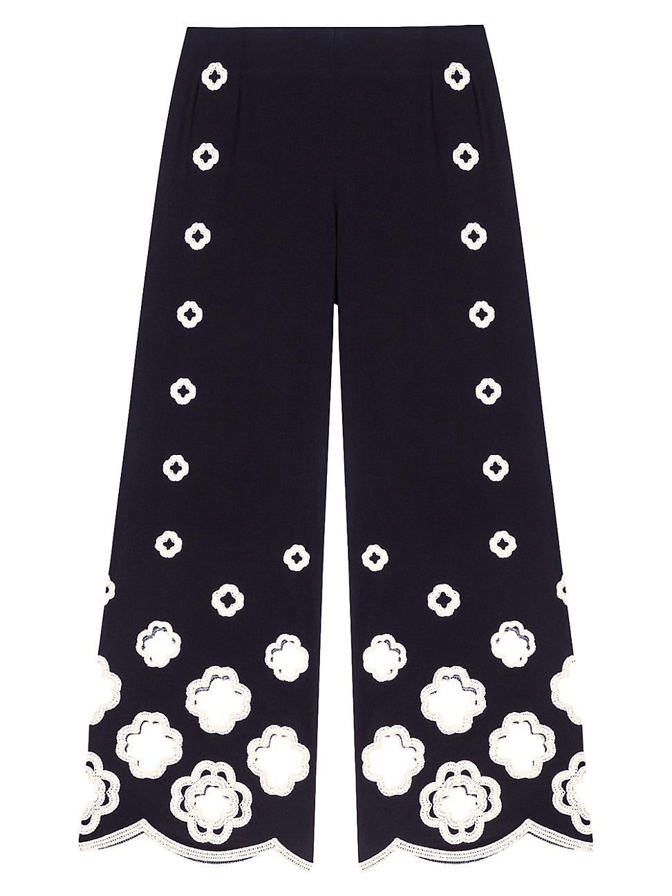 Womens Wide-Leg Crochet Trousers Product Image