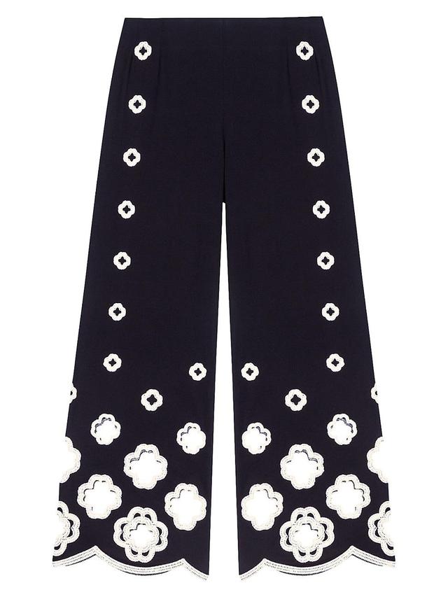 Womens Wide-Leg Crochet Trousers Product Image