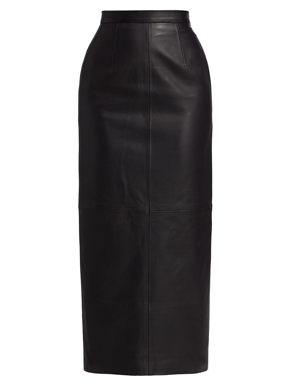 Womens Mari Leather Midi-Skirt Product Image