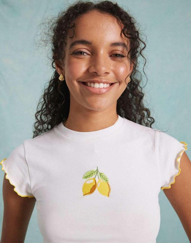 Miss Selfridge contrast lettuce edge lemon tee Product Image