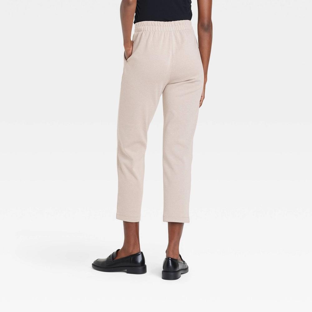 Women's High-Rise Tapered Ankle Knit Pull-On Pants - A New Day™ Oatmeal S Product Image