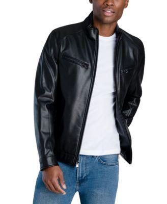 Men's Perforated Faux Leather Hipster Jacket, Created for Macy's Product Image