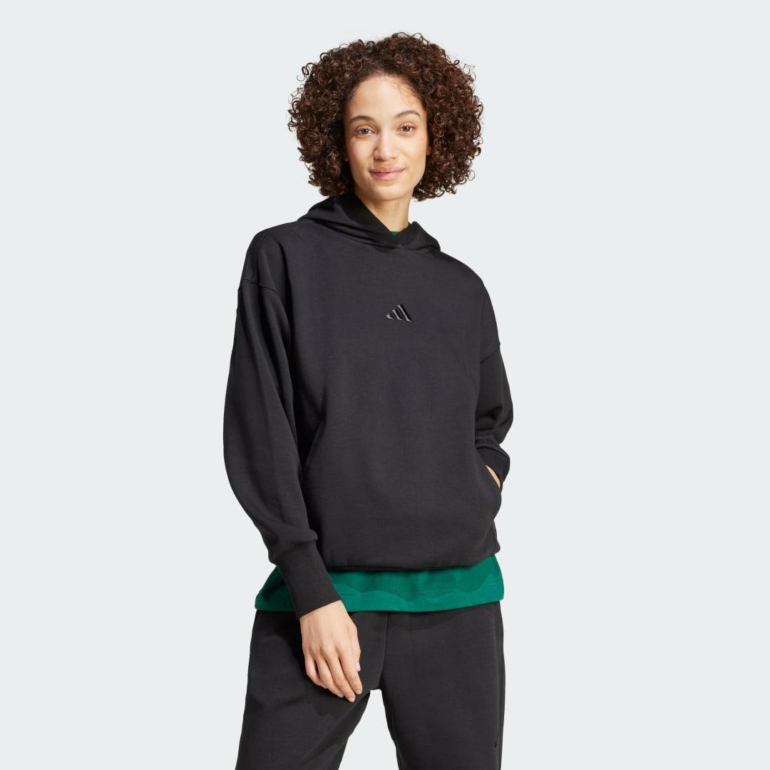 adidas ALL SZN Fleece Loose Hoodie Black S Womens Product Image