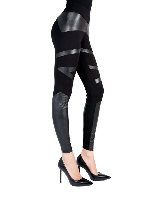 Sexy Moto Pleather Accent Shaping Womens Leggings Product Image