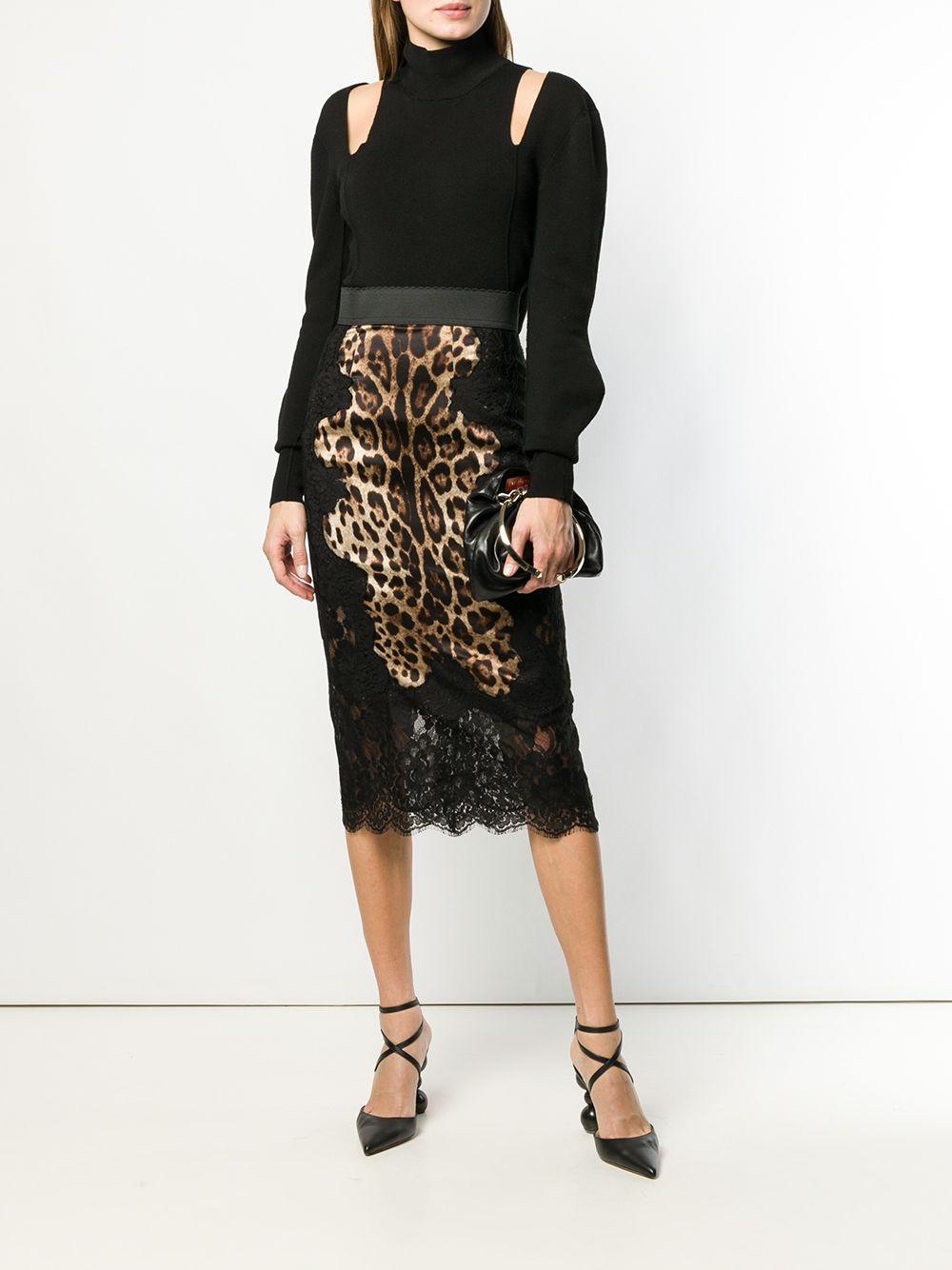 leopard-print satin midi skirt Product Image