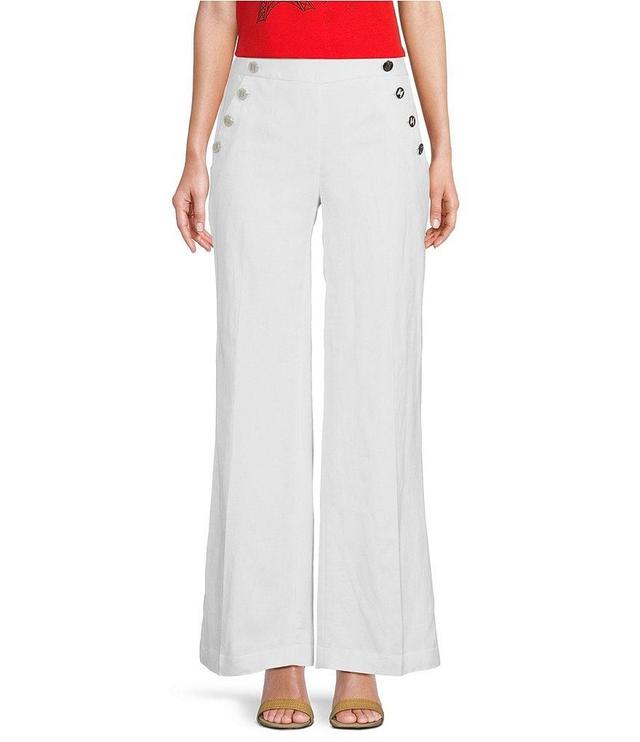 KARL LAGERFELD PARIS Button Front Linen Blend Coordinating Wide Leg Pant Product Image