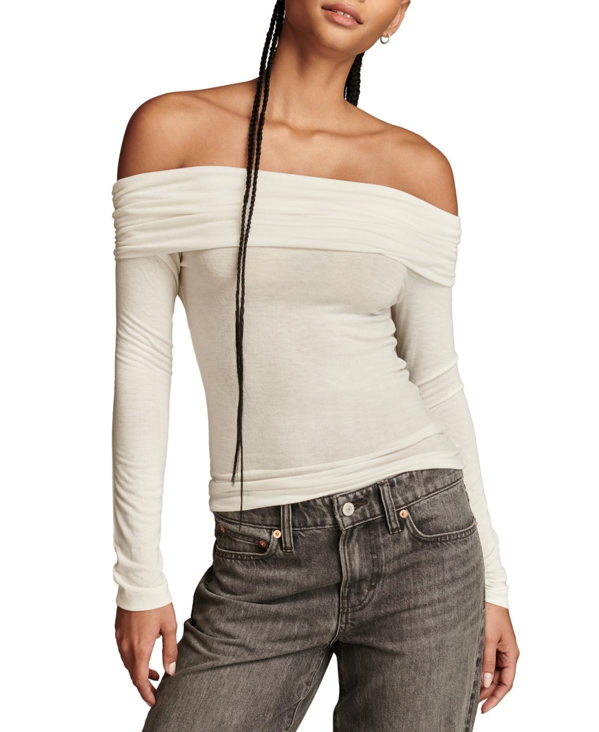 Lucky Brand Womens Off-The-Shoulder Long-Sleeve Top Product Image