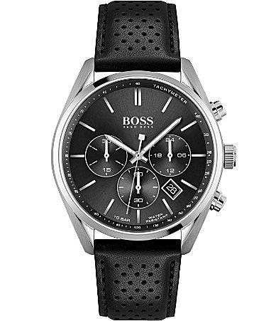 Hugo Boss Mens Champion Chronograph Leather Strap Watch Product Image