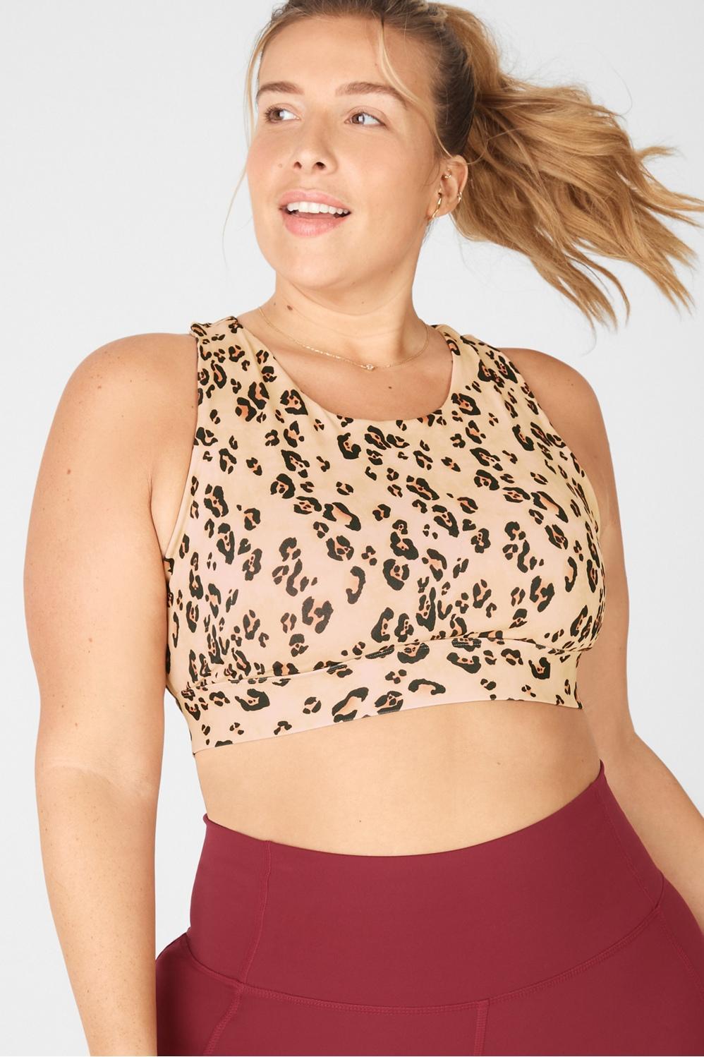 Fabletics No-Bounce Sports Bra Womens Desert Leopard plus Size 4X Product Image