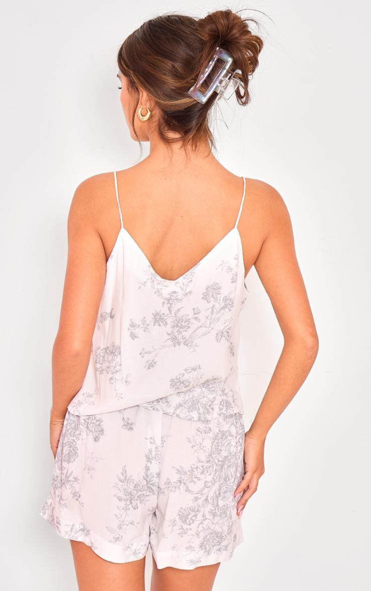 White French Floral Woven Cami And Short Pj Set Product Image