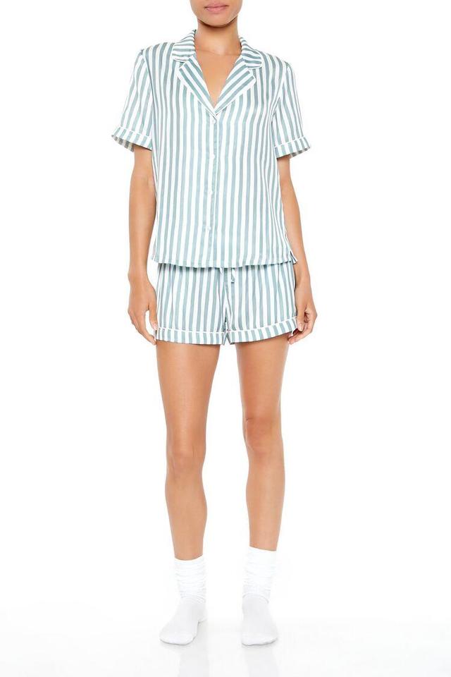 Striped Shirt & Shorts Pajama Set | Forever 21 Product Image