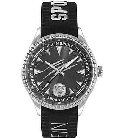 Philipp Plein Mens Lineman Analog Black Silicone Strap Silver Metal 45mm Watch Product Image