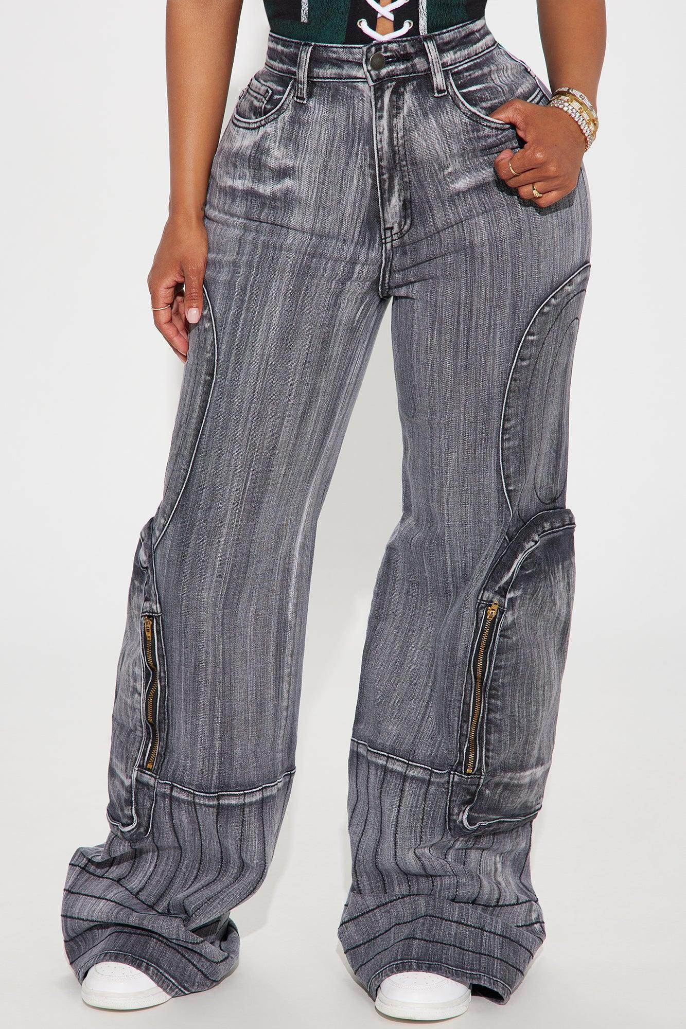 Had To Pop Out Stretch Cargo Jeans - Grey Product Image