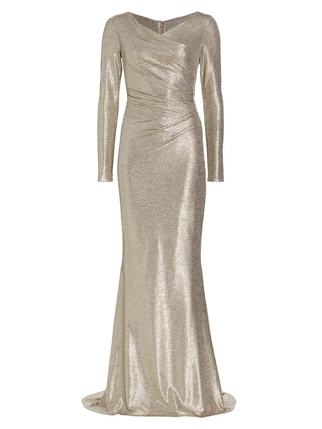 Womens Metallic Long-Sleeve Gown Product Image