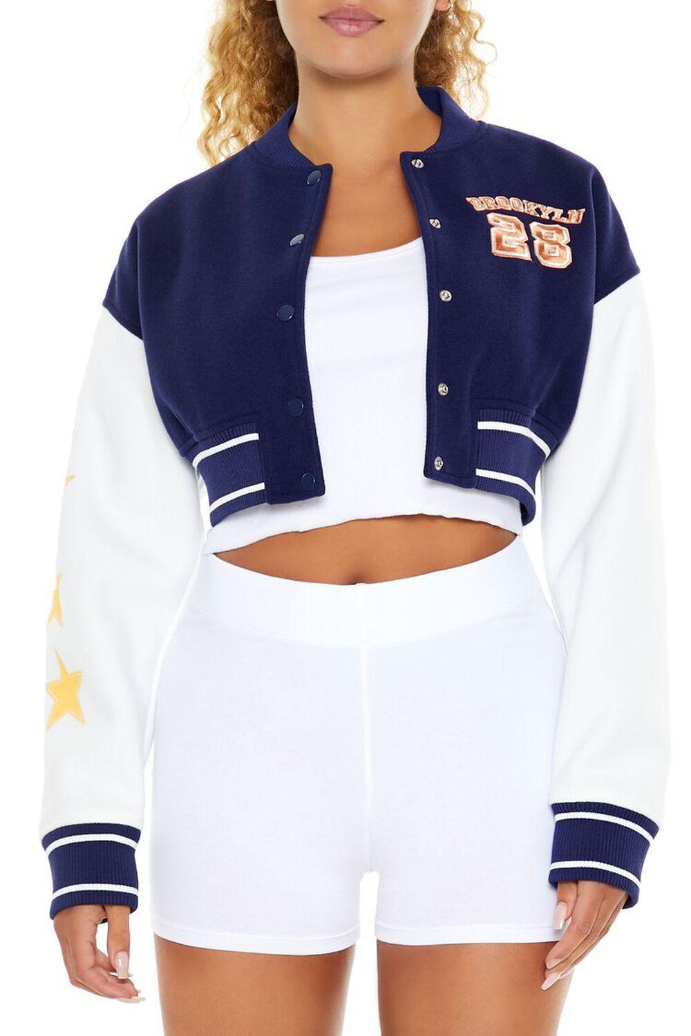 Cropped Varsity Letterman Jacket | Forever 21 Product Image