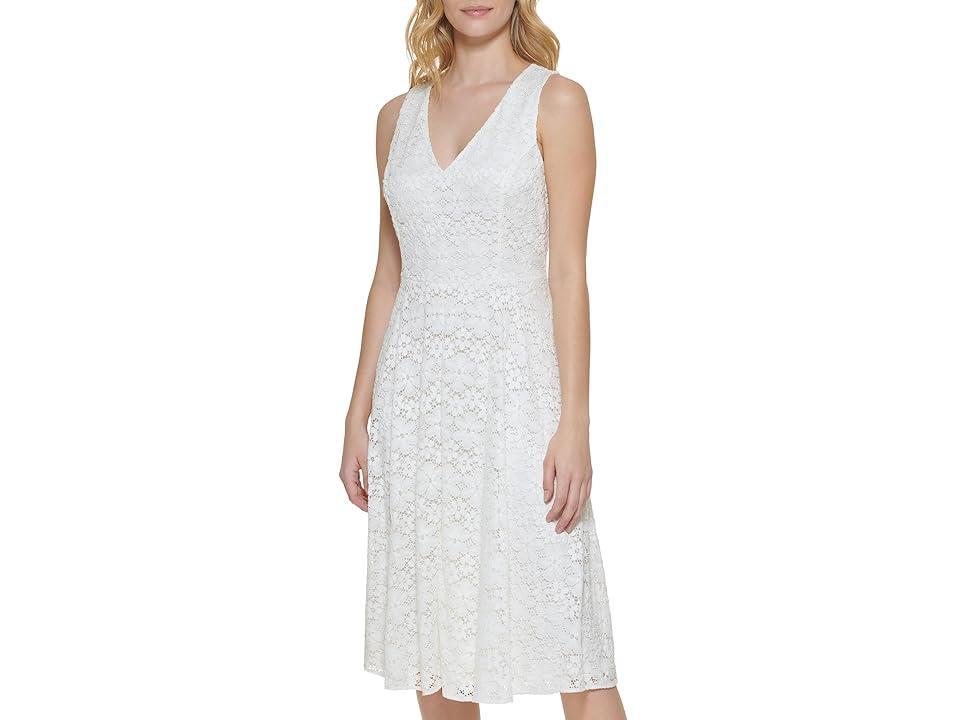 Tommy Hilfiger Daisy Lace Fit and Flare (Ivory) Women's Dress Product Image