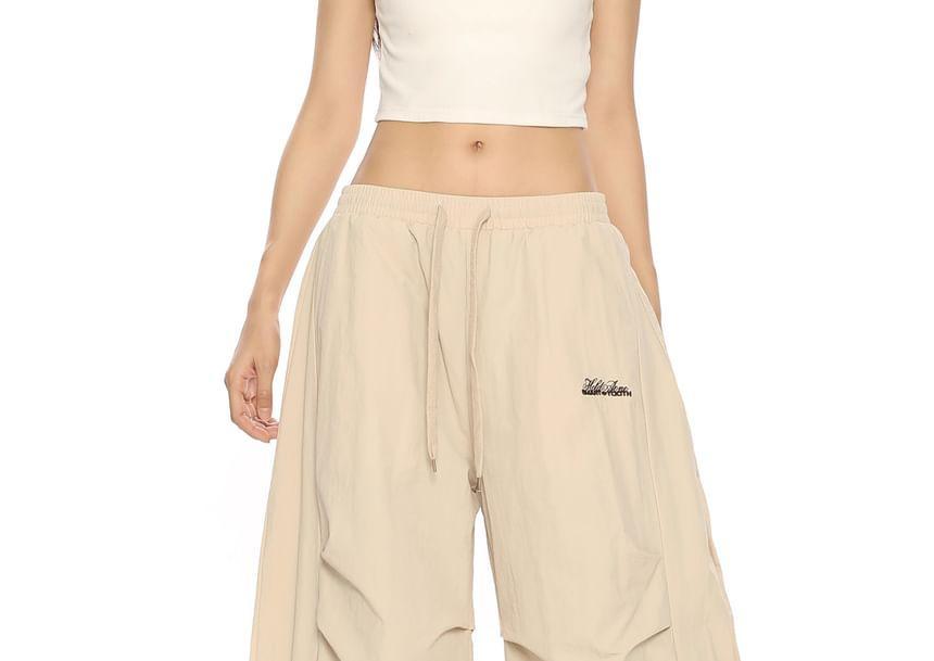 Mid Rise Lettering Wide Leg Pants Product Image