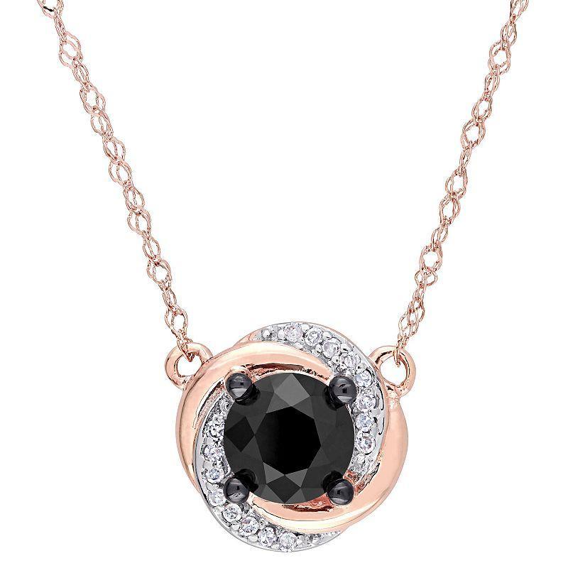 Stella Grace 10k Rose Gold 1 Carat T.W. Black & White Diamond Swirl Necklace, Womens Product Image