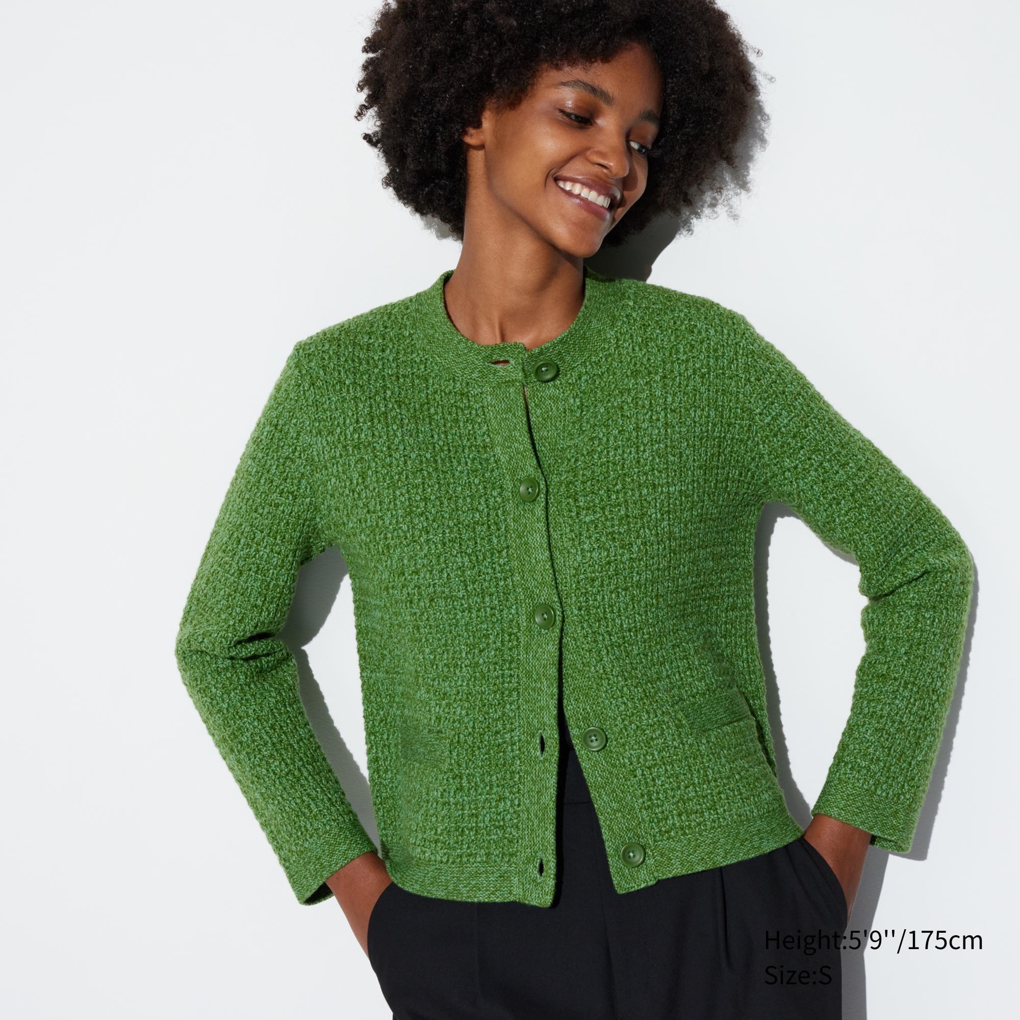 Womens Knitted Short Jacket Green 2XS UNIQLO US Product Image