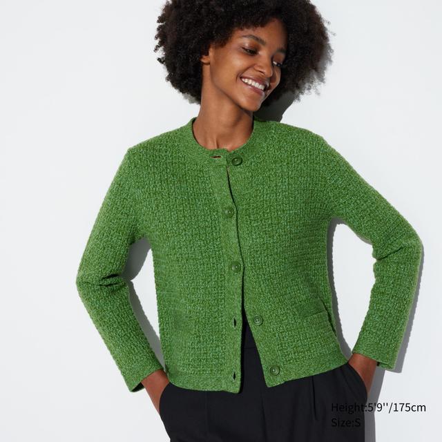 Womens Knitted Short Jacket Green XS UNIQLO US Product Image