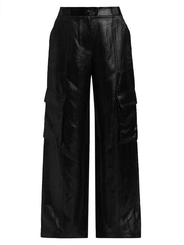 Beatriz Faux Leather Wide-Leg Cargo Pants Product Image