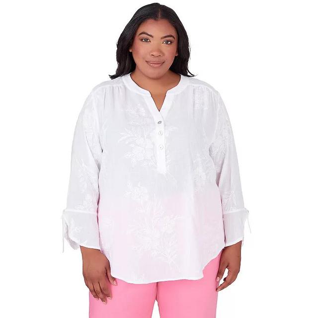 Plus Size Alfred Dunner Embroidered Floral Blouse, Womens Product Image