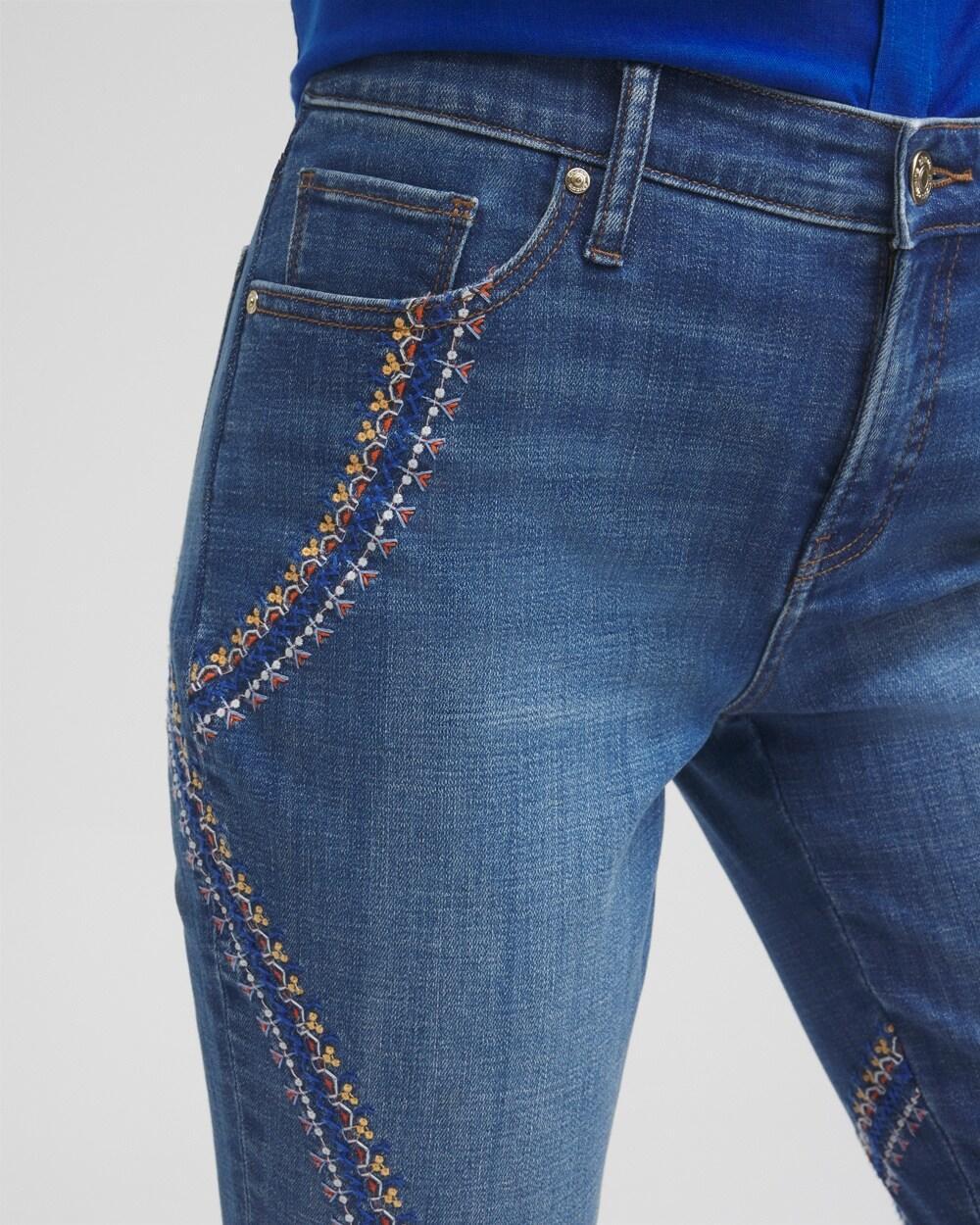 Girlfriend Embroidered Cropped Jeans Product Image