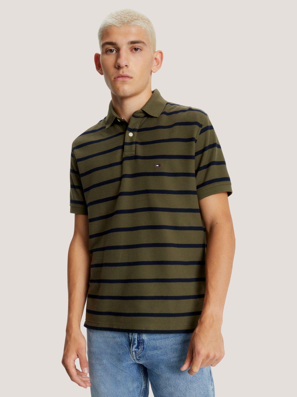 Tommy Hilfiger Men's Regular Fit Stripe Wicking Polo Product Image