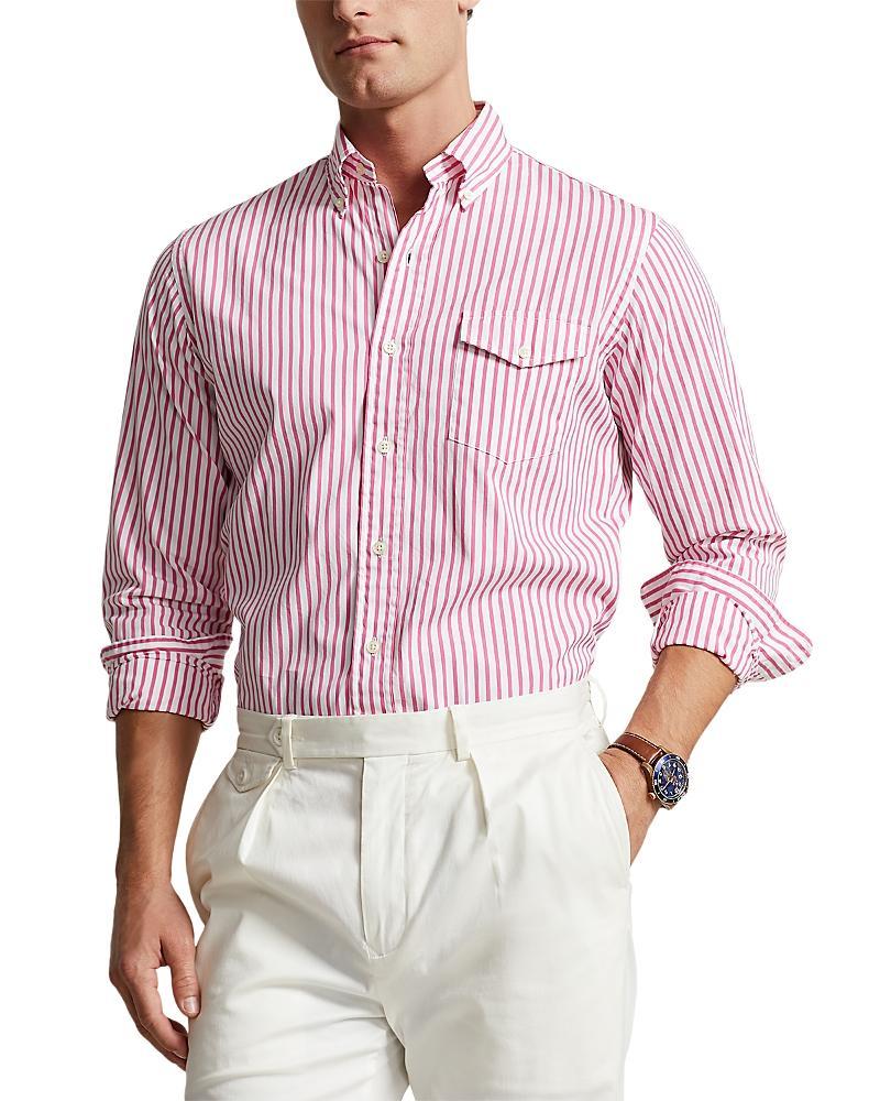 Polo Ralph Lauren Cotton Poplin Stripe Custom Fit Button Down Shirt Product Image