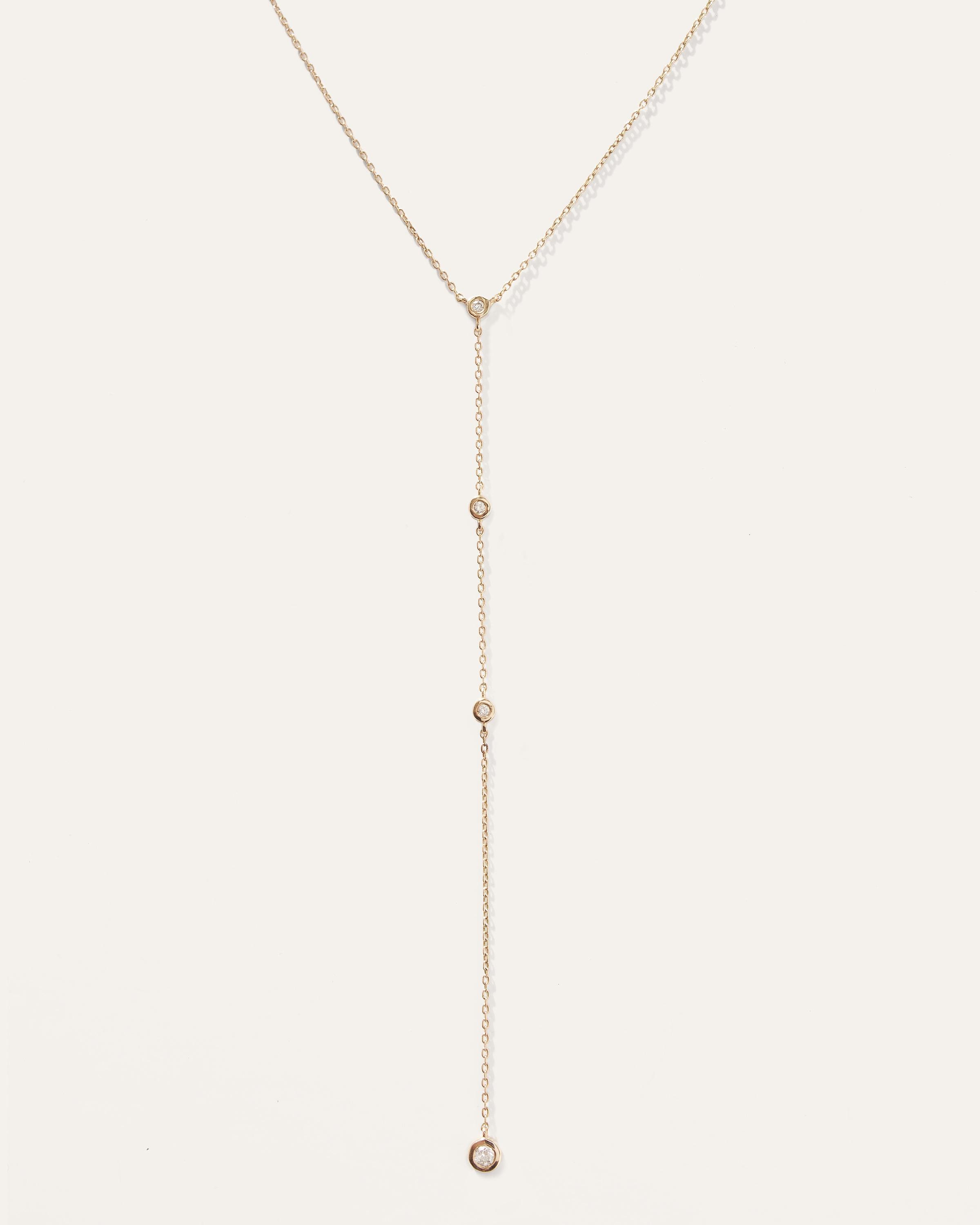 14K Gold Diamond Bezel Y Necklace Product Image