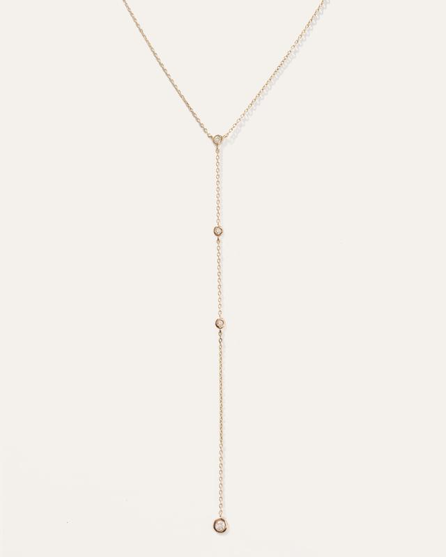 14K Gold Diamond Bezel Y Necklace Product Image