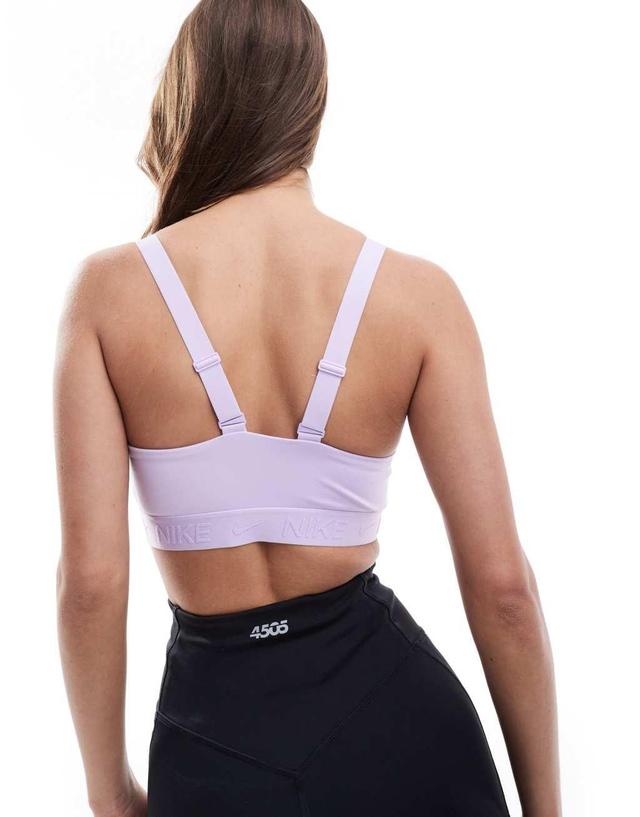 Nike Training Indy Dri-Fit medium support sports bra in lilac Product Image