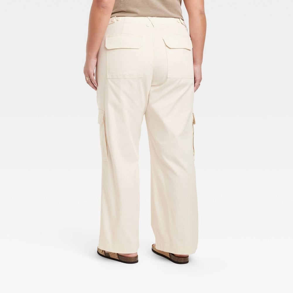 Womens Mid-Rise Utility Cargo Pants - Universal Thread Cream 26 Product Image