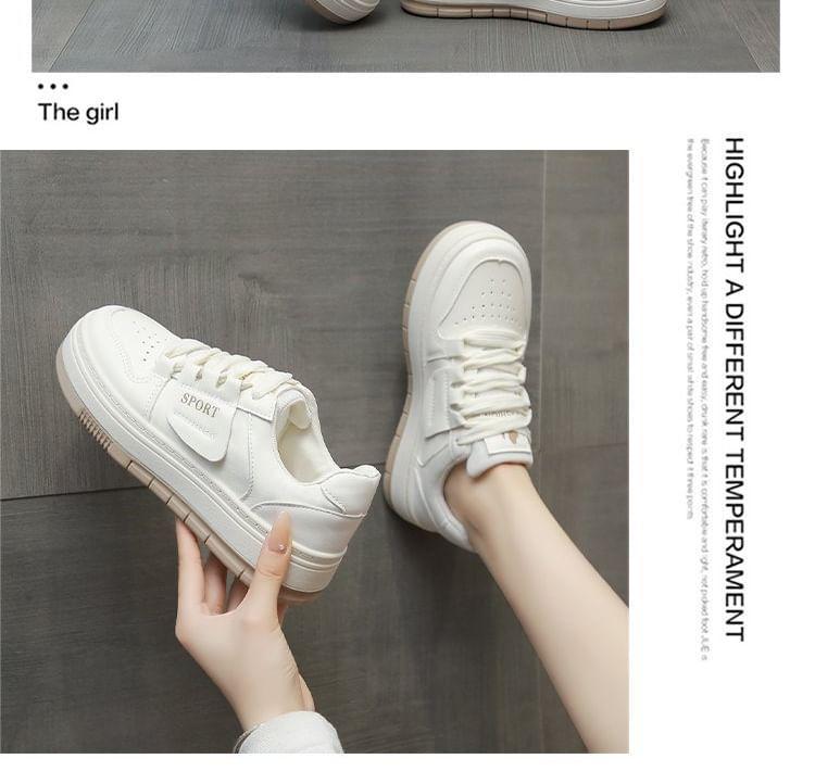 Platform Lace-Up Faux Leather Sneakers Product Image