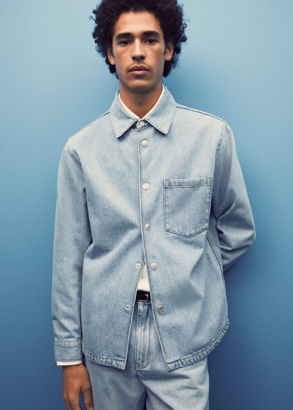 MANGO MAN - Pocket denim overshirt light blueMen Product Image