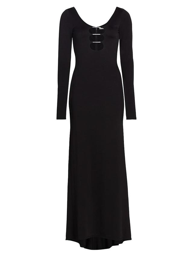 Alice + Olivia Kalena Beaded Cutout Detail Long Sleeve Maxi Dress Product Image