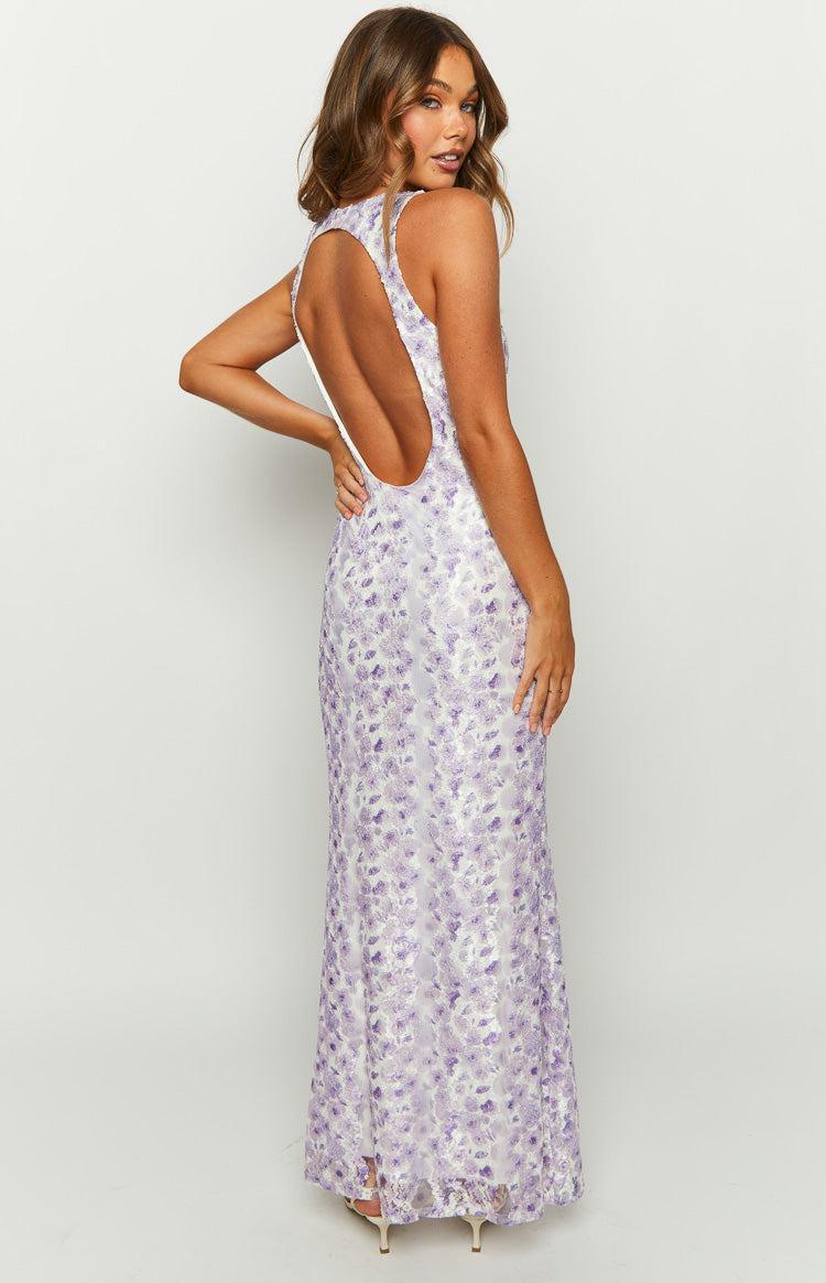 Farida Purple Lace Maxi Dress Product Image