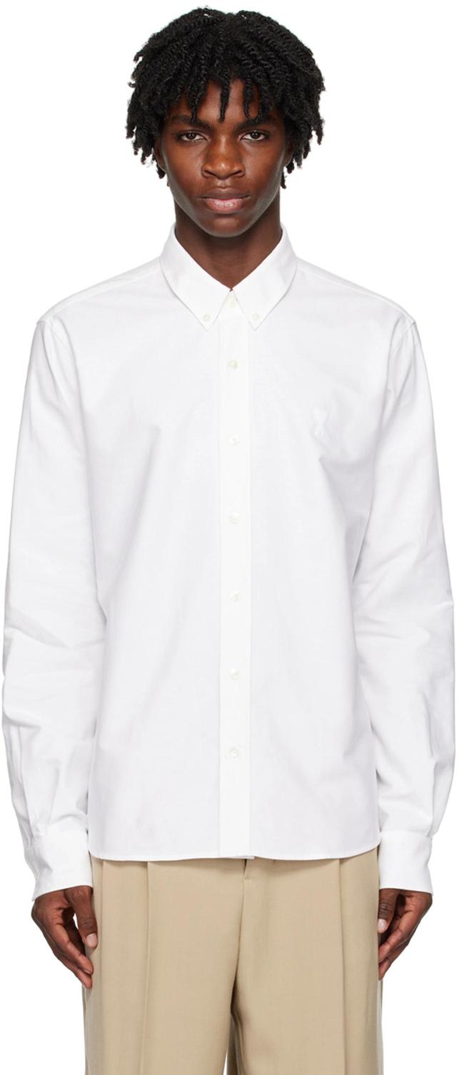 AMI ALEXANDRE MATTIUSSI Button-down Cotton Shirt In White Product Image