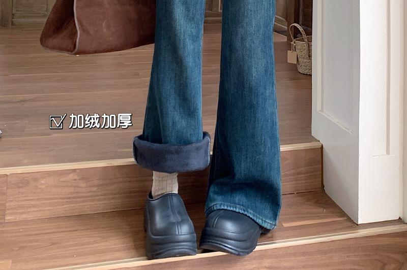 High Waist Washed Bootcut Jeans Product Image