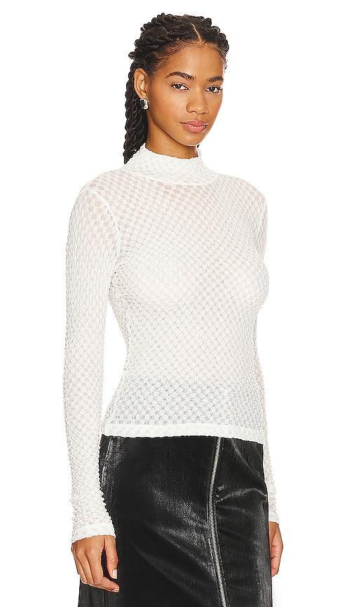 FRAME Mesh Turtleneck in White. Product Image