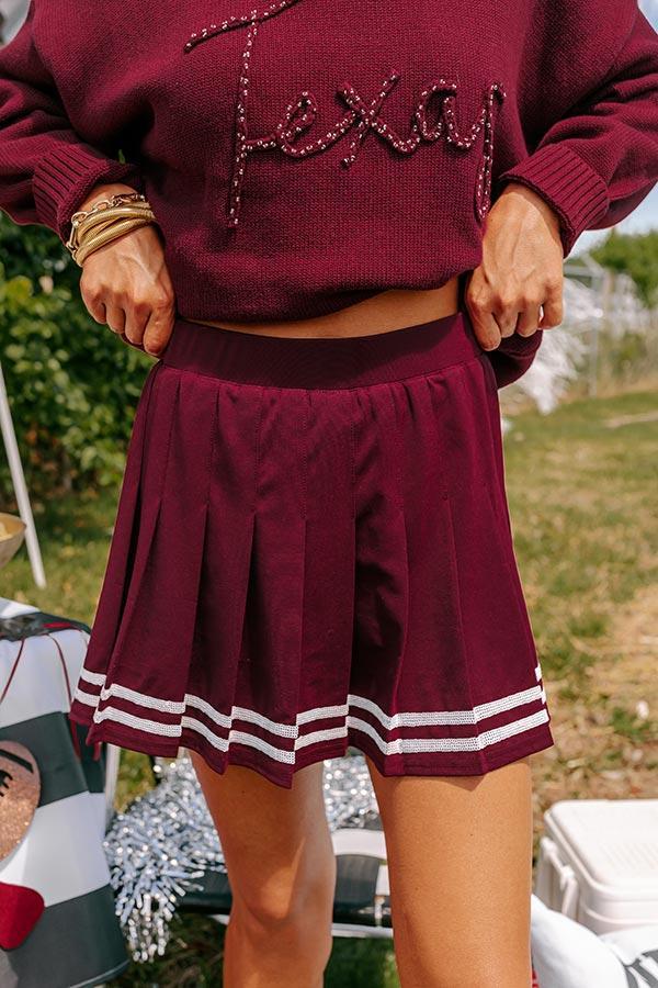 Pep Squad High Waist Pleated Skort in Maroon Product Image