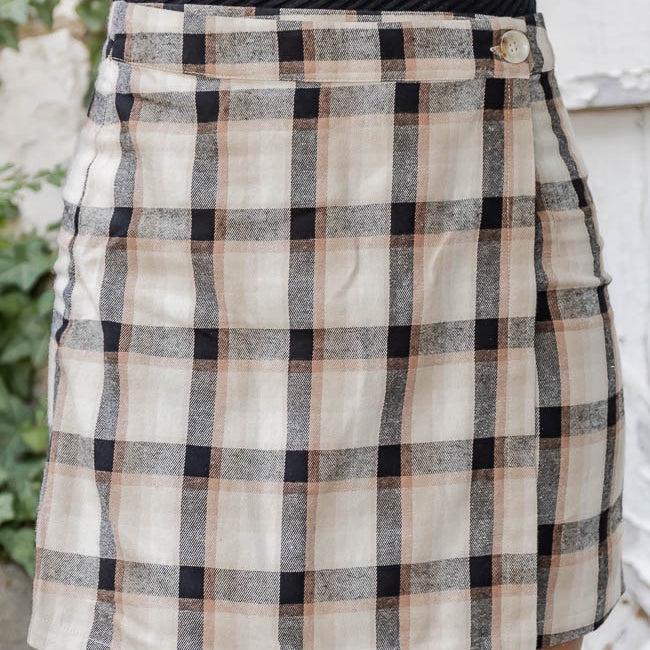 Something Just Like This Tan Plaid Skort FINAL SALE Product Image