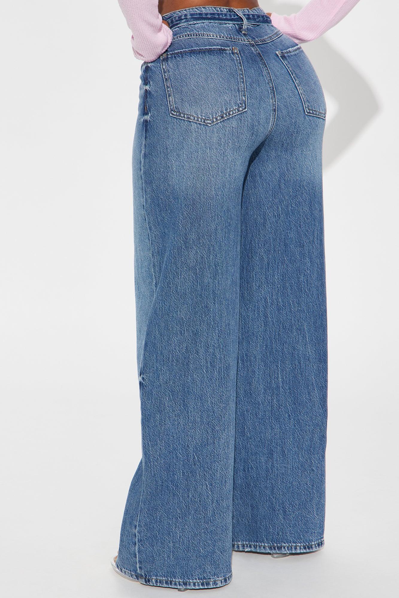 Solange Belted Wide Leg Jeans - Dark Wash Product Image