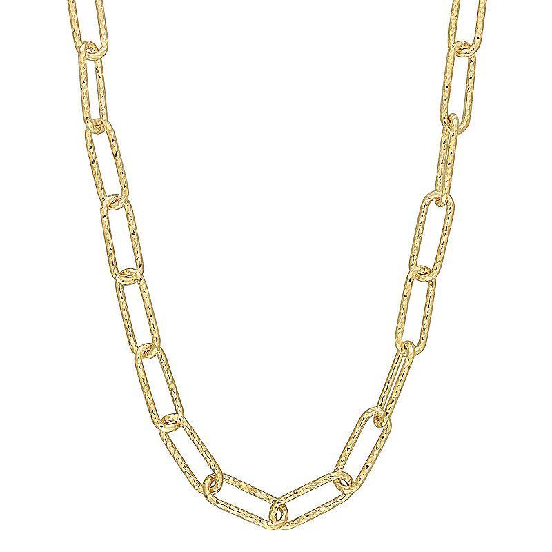 Stella Grace 18k Gold Over Silver 5 mm Fancy Paper Clip Link Chain Necklace, Womens 18k Gold Plated Product Image