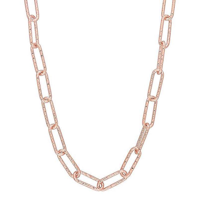 Stella Grace 18k Gold Over Silver 5 mm Fancy Paper Clip Link Chain Necklace, Womens 18k Pink Plated Product Image