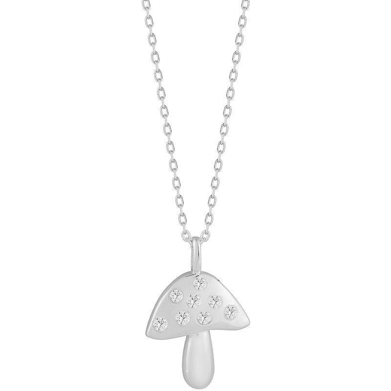 Sunkissed Sterling Cubic Zirconia Mushroom Pendant Necklace, Womens Silver Product Image